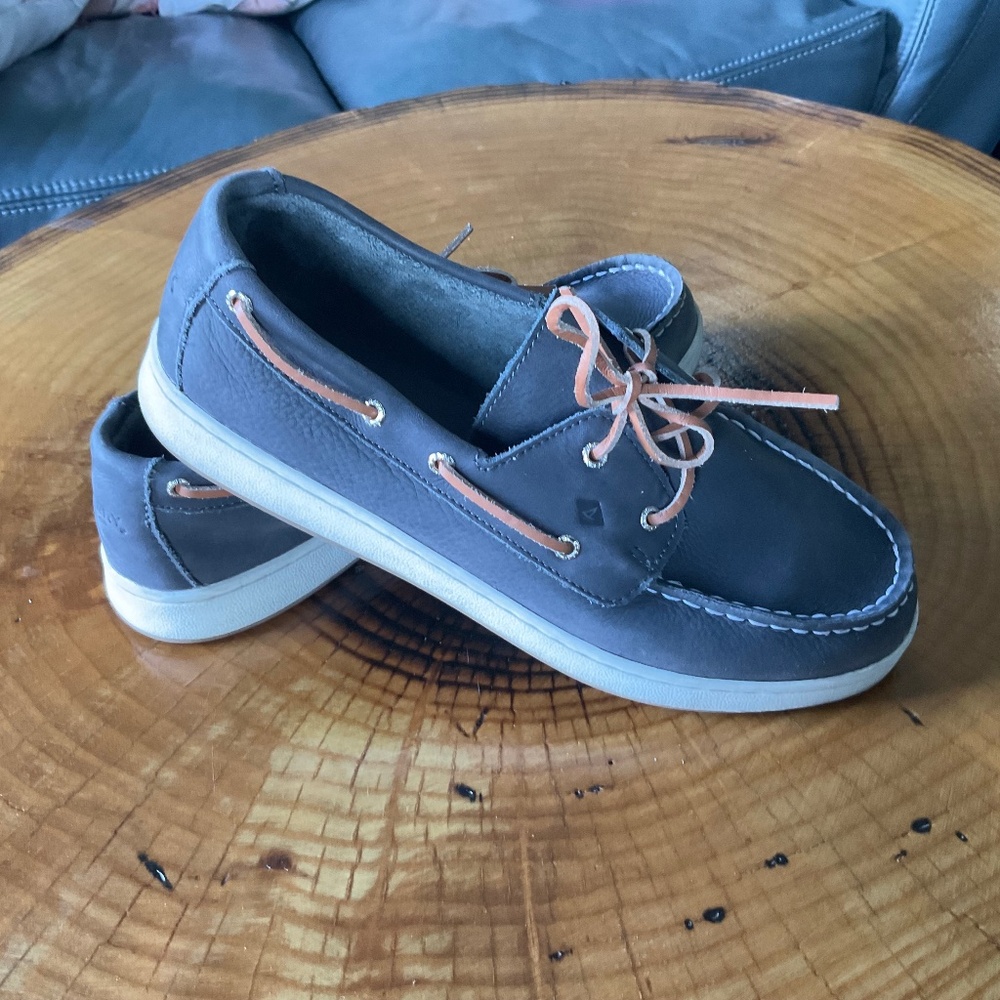 Sperry Cup ll Boat shoes dark gray blue Big Boys 6.5